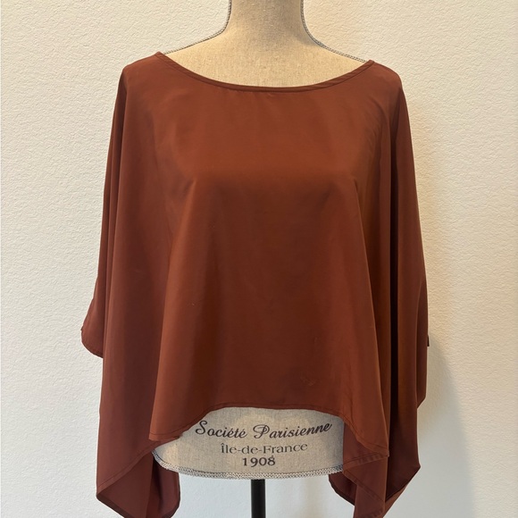Mind Code Rust Cape Blouse - Picture 2 of 4